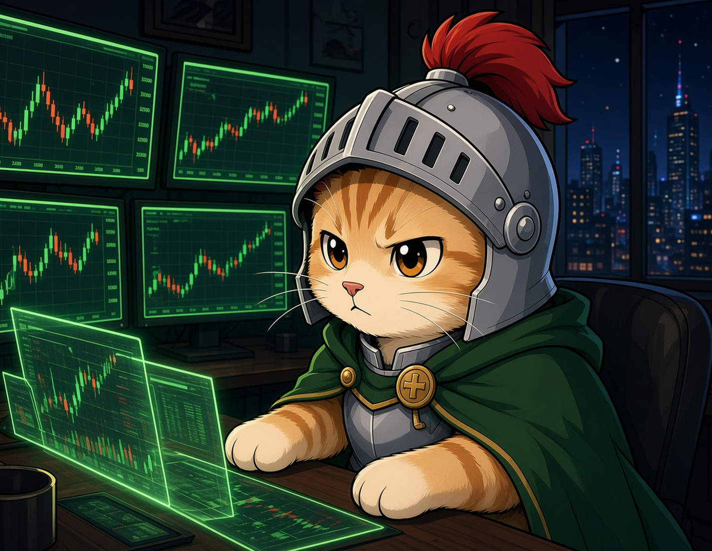 骑士小猫 trading late at night