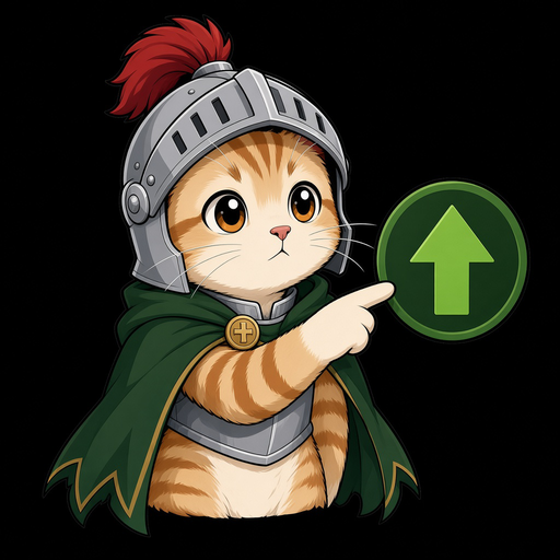 骑士小猫 points to an upward arrow button