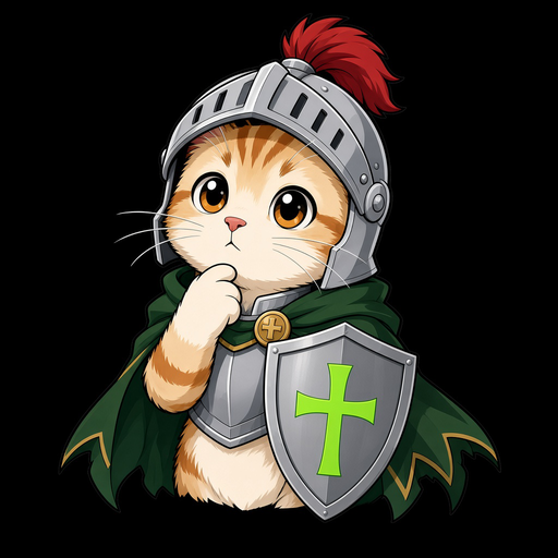 骑士小猫 holding a security shield